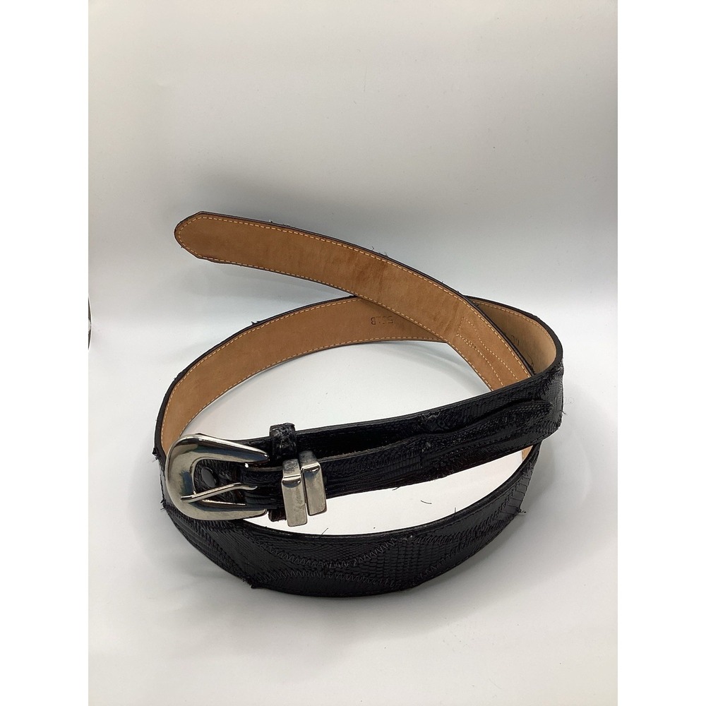JUSTIN MADE IN USA GENUINE LIZARD WESTERN COWBOY BLACK RANGER BELT & BUCKLE 40
